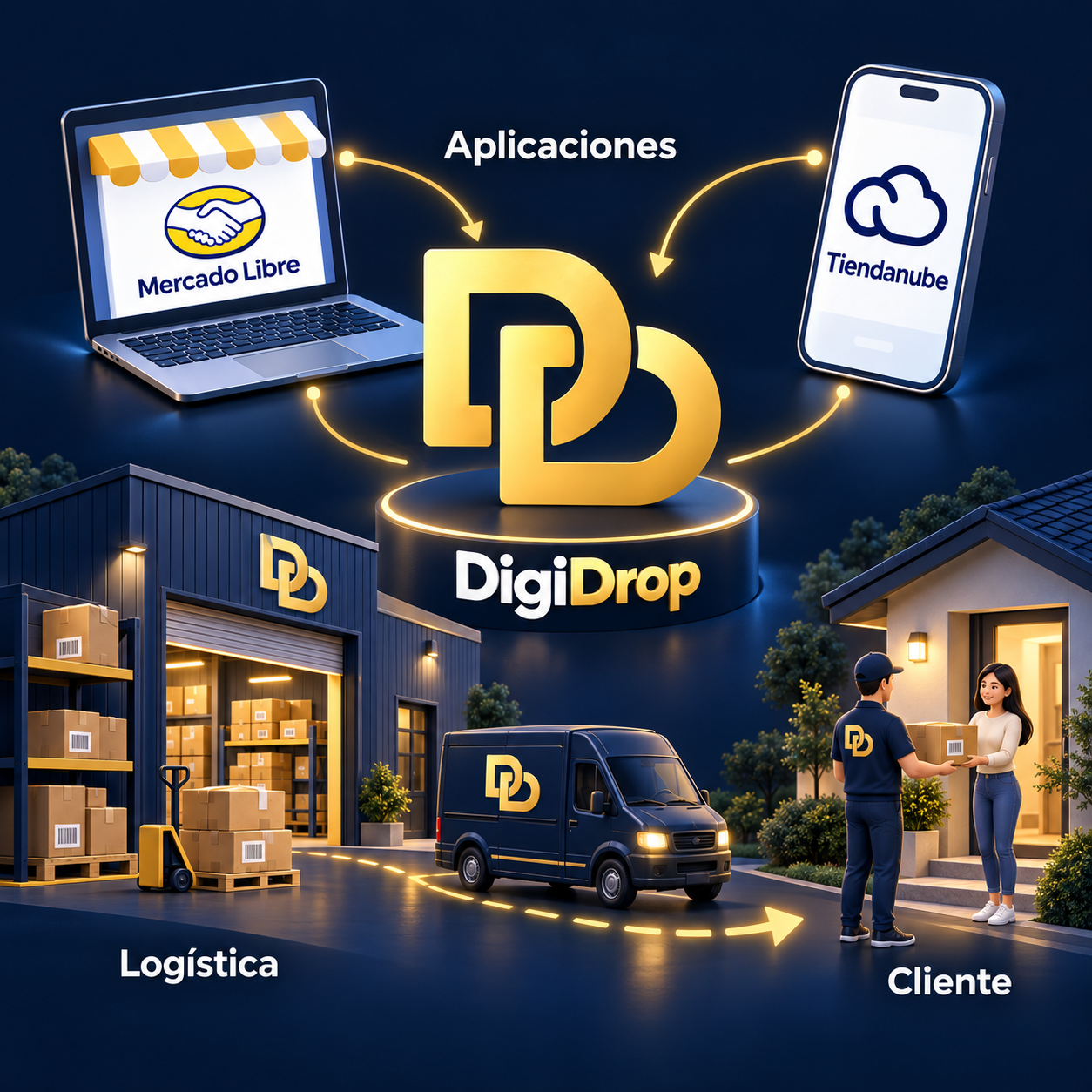 DigiDrop conecta Mercado Libre y Tiendanube con la preparación logística y la entrega al cliente.